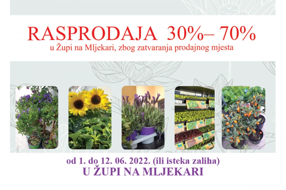 Trgovine Ankora; Od 1. do 12. lipnja RASPRODAJA zbog zatvaranja prodajnog mjesta na Mljekari